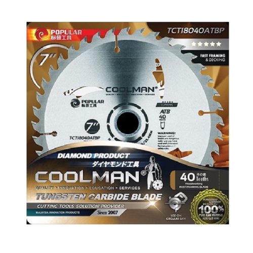 COOLMAN 7"/180MM POPULAR TCT 40T ATB PRE TYPE - (TCT18040ATBP)