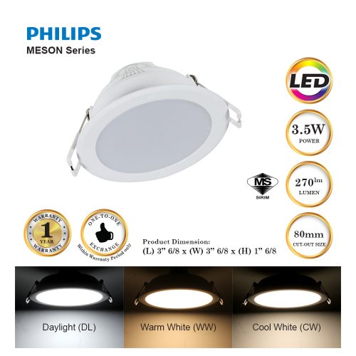 PHILIPS 3 6/8" 3.5W LED DOWNLIGHT 59441 MESON (ROUND)