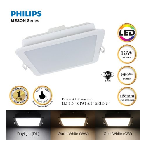 PHILIPS 5" 13W LED DOWNLIGHT 59465 MESON (SQUARE)