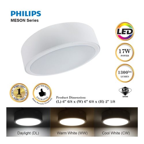 PHILIPS 6" 17W SURFACE DOWN LIGHT 59472 MESON (ROUND)