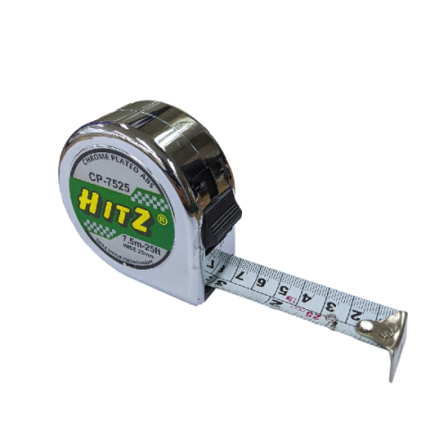HITZ 7.5M x 25FT CHROME PALTED MEASURING TAPE CP-7525