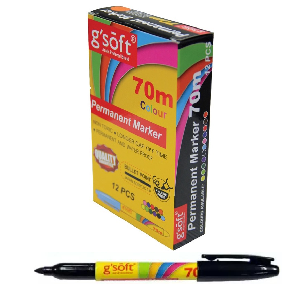 G SOFT SLIM PERMANENT MARKER 70M (BLACK) - BOX (12PCS)
