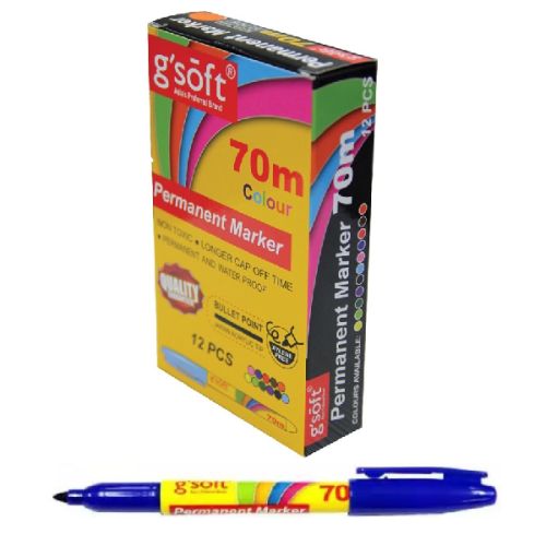 G SOFT SLIM PERMANENT MARKER 70M (BLUE) - BOX (12PCS)