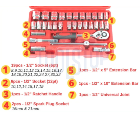32PCS x 1/2" Box Socket Set - Image 6