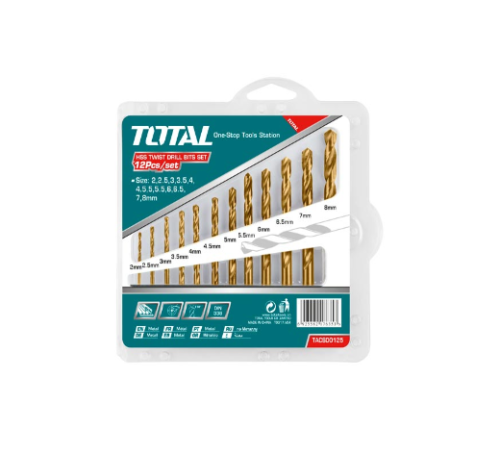 TOTAL 12PCS HSS TWIST DRILL BITS SET (TACSD0125)