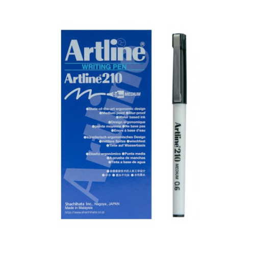 ARTLINE 210 PEN 0.6MM - BLACK - 12PCS
