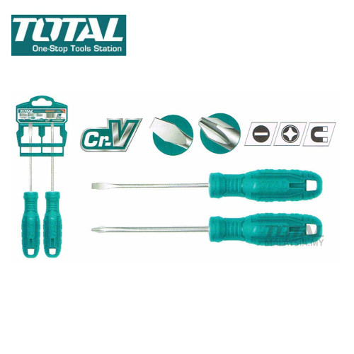 TOTAL 2PCS SCREWDRIVER SET 40CR (THTDC250201)